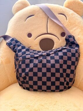 Iris & Rainbow Checkerboard Crossbody Shoulder Bag in Brown & Black